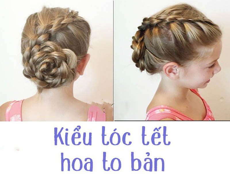 Tóc tết hoa to bất đối xứng cho bé thêm đáng yêu