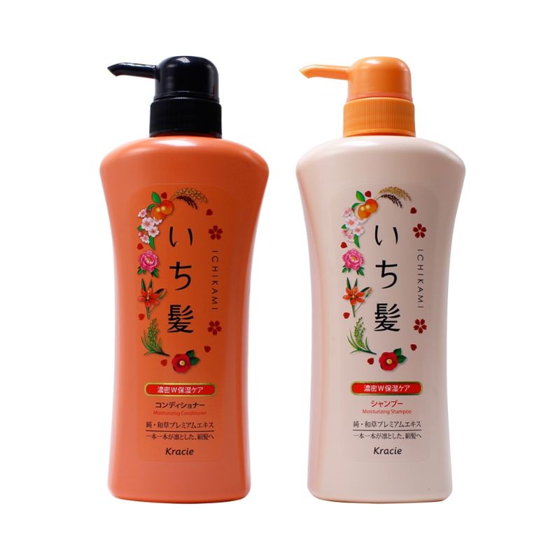 Dầu gội Ichikami (màu cam) có tác dụng phục hồi tóc hư tổn